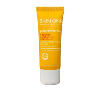 فلوئید ضد آفتاب بی رنگ اسکین وان مدل combination با SPF50 مناسب پوست های چرب و مختلط حجم ۴۰میلی لیتر