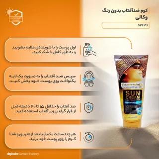 کرم ضدآفتاب بدون رنگ وکالی SPF90 مناسب برای انواع پوست‌ها، حجم 130 میلی‌لیتر